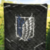 Attack On Titan Anime Premium Quilt - Wings Of Free Symbol Locked In Black Chains Quilt Blanket 5
