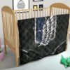 Attack On Titan Anime Premium Quilt - Wings Of Free Symbol Locked In Black Chains Quilt Blanket 21