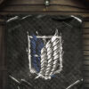 Attack On Titan Anime Premium Quilt - Wings Of Free Symbol Locked In Black Chains Quilt Blanket 7