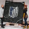 Attack On Titan Anime Premium Quilt - Wings Of Free Symbol Locked In Black Chains Quilt Blanket 1