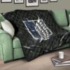 Attack On Titan Anime Premium Quilt - Wings Of Free Symbol Locked In Black Chains Quilt Blanket 17