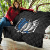 Attack On Titan Anime Premium Quilt - Wings Of Freedom Symbol Dark Artwork Quilt Blanket 11