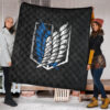 Attack On Titan Anime Premium Quilt - Wings Of Freedom Symbol Dark Artwork Quilt Blanket 1