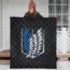 Attack On Titan Anime Premium Quilt - Wings Of Freedom Symbol Dark Artwork Quilt Blanket 3