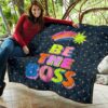 Be The Boss Colorful Star Tiny Patterns Premium Quilt Blanket 11