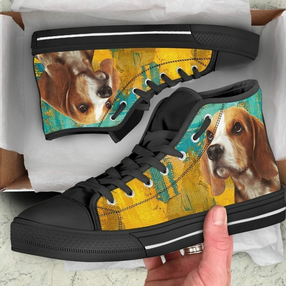 Beagle Dog Sneakers Colorful High Top Shoes