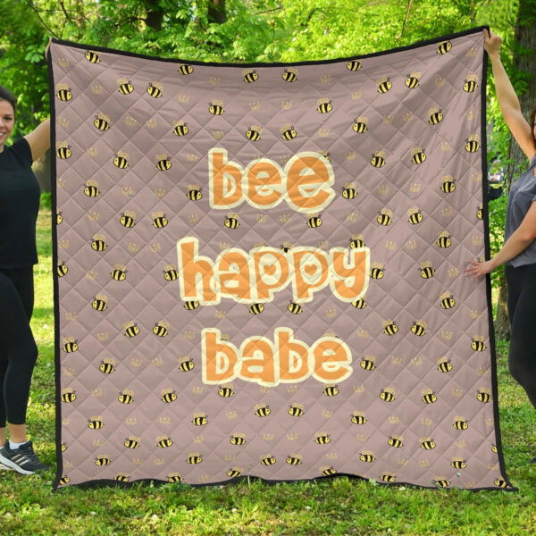 Bee Happy Babe Cute Tiny Patterns Premium Quilt Blanket