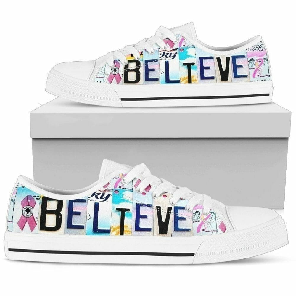 Believe Breast Cancer Awareness Women Sneakers Style