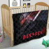 Berserk Anime Premium Quilt - Guts Armor Armadura With Sword Artwork Red Highlight Quilt Blanket 21