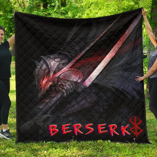 Berserk Anime Premium Quilt – Guts Armor Armadura With Sword Artwork Red Highlight Quilt Blanket