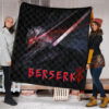 Berserk Anime Premium Quilt - Guts Armor Armadura With Sword Artwork Red Highlight Quilt Blanket 1