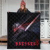 Berserk Anime Premium Quilt - Guts Armor Armadura With Sword Artwork Red Highlight Quilt Blanket 3