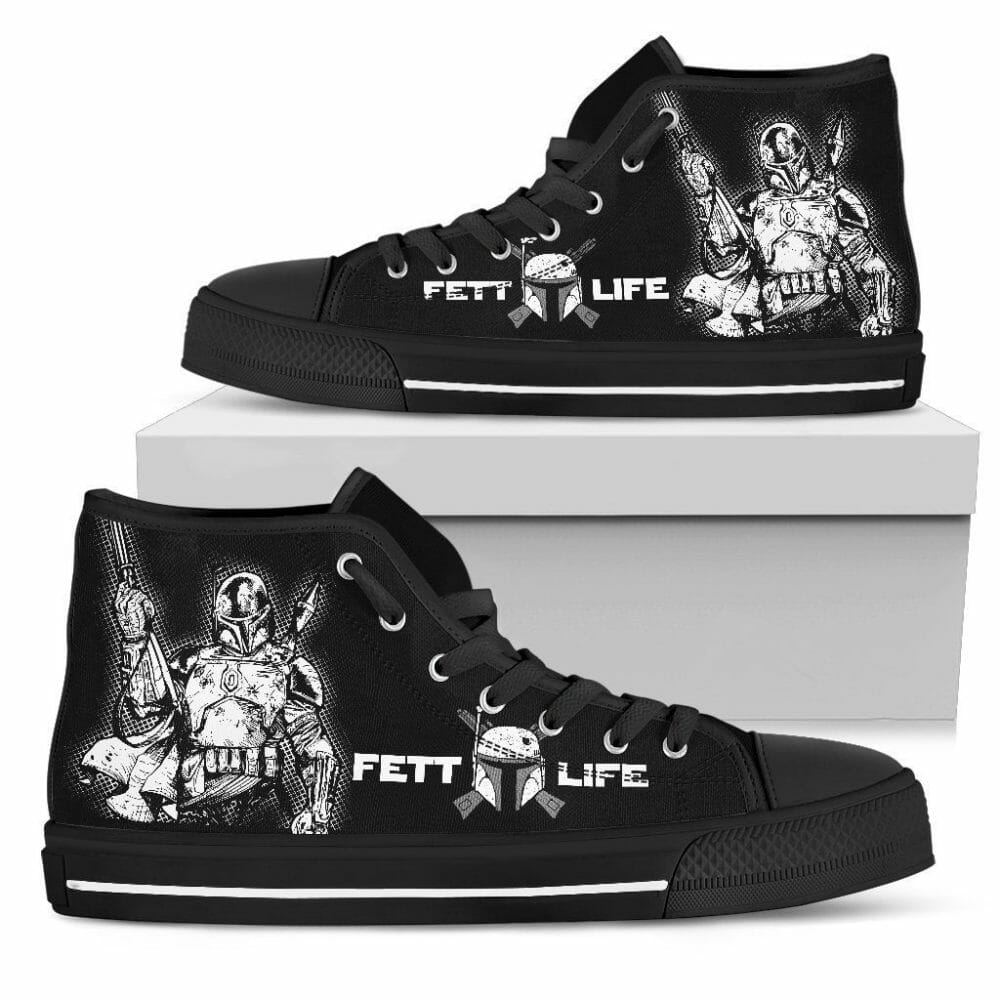 Boba Fett Sneakers High Top Shoes Fan Gift