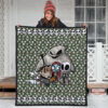 Christmas Premium Quilt | Chibi Jack And Sally With Villains Oogie Skull Patterns Quilt Blanket 3