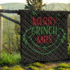 Christmas Premium Quilt | Grinch Face From Text Merry Grinch Mas Quilt Blanket 13