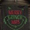 Christmas Premium Quilt | Grinch Face From Text Merry Grinch Mas Quilt Blanket 7