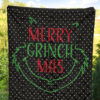 Christmas Premium Quilt | Grinch Face From Text Merry Grinch Mas Quilt Blanket 5