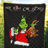 Christmas Premium Quilt | Grinch Holding Max Tail Quilt Blanket 5