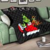 Christmas Premium Quilt | Grinch Holding Max Tail Quilt Blanket 17