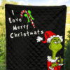 Christmas Premium Quilt | Grinch Love Merry Christmats Candy Cane And Bomb Quilt Blanket 5