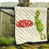 Christmas Premium Quilt | Grinch Smiling Stand Up Against Text Twinkle Stars Quilt Blanket 13