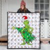 Christmas Premium Quilt | Grinch Steal Xmas Tree Sock Patterns Quilt Blanket 3