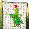 Christmas Premium Quilt | Grinch Steal Xmas Tree Sock Patterns Quilt Blanket 5