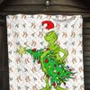 Christmas Premium Quilt | Grinch Steal Xmas Tree Sock Patterns Quilt Blanket 7