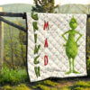 Christmas Premium Quilt | Grumpy Grinch Mad Xmas Sweet Background Quilt Blanket 13