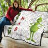 Christmas Premium Quilt | Grumpy Grinch Mad Xmas Sweet Background Quilt Blanket 11