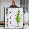 Christmas Premium Quilt | Grumpy Grinch Mad Xmas Sweet Background Quilt Blanket 3