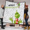 Christmas Premium Quilt | Merry Grinchmats Grinch Smiling Candy Cane Gift Quilt Blanket 1