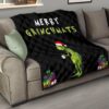 Christmas Premium Quilt | Merry Grinchmats Grumpy Grinch WIth Lights And Coffee Quilt Blanket 15