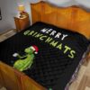 Christmas Premium Quilt | Merry Grinchmats Grumpy Grinch WIth Lights And Coffee Quilt Blanket 19