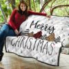 Christmas Premium Quilt | Merry Xmas Fabric Pattern Pine Tree Quilt Blanket 11