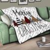 Christmas Premium Quilt | Merry Xmas Fabric Pattern Pine Tree Quilt Blanket 17