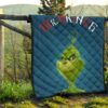 Christmas Premium Quilt | Mr. Grinch Smiling Thinking Face Quilt Blanket 13