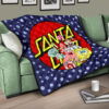 Christmas Premium Quilt | Santa Cruz Spongebob Characters Eye Patterns Quilt Blanket 17