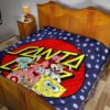 Christmas Premium Quilt | Santa Cruz Spongebob Characters Eye Patterns Quilt Blanket 19