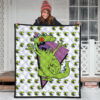 Christmas Premium Quilt | Smiling Happy Reptar T-Rex Head Patterns Quilt Blanket 3