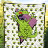 Christmas Premium Quilt | Smiling Happy Reptar T-Rex Head Patterns Quilt Blanket 5