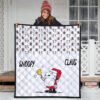 Christmas Premium Quilt | Snoopy Claus Cookies Candy Cane Patterns Quilt Blanket 3