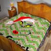 Christmas Premium Quilt | Sweet Mrs. Grinch Minimal Face Xmas Hat Quilt Blanket 19