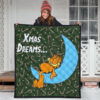 Christmas Premium Quilt | Xmas Dreams Garfield Sleeping On Moon Quilt Blanket 3