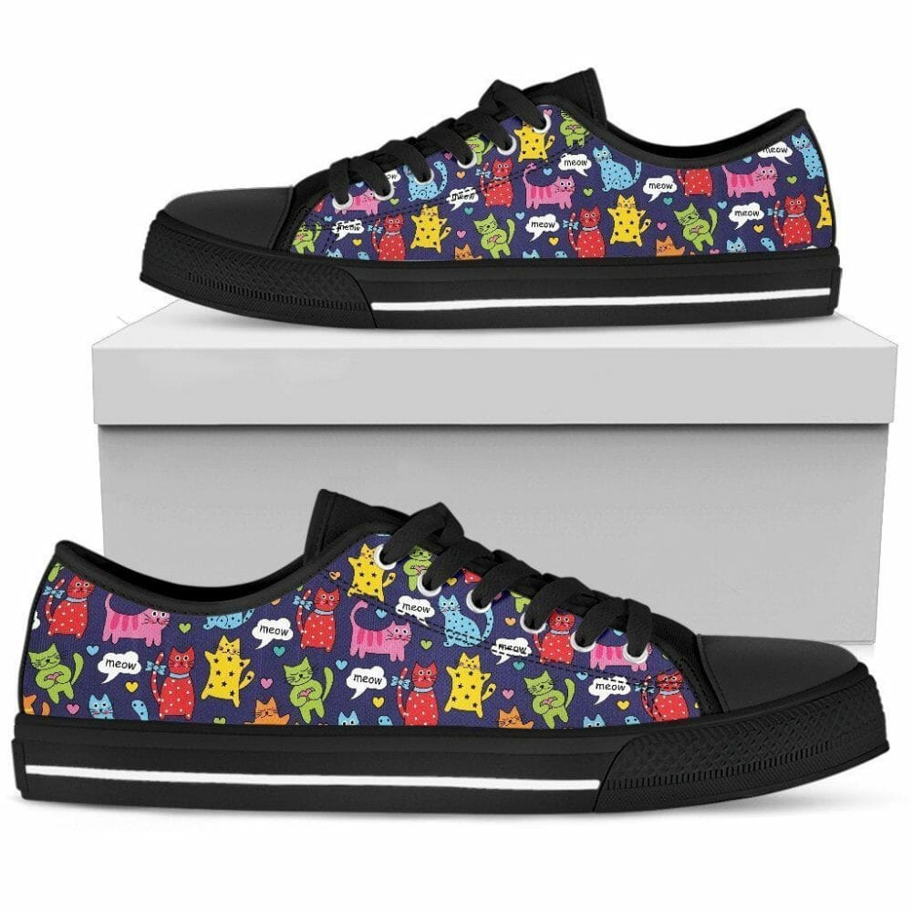 Colorful Cats Sneakers Low Top Shoes Cat Lover