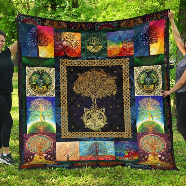 Colorful Graphic Tree of Life Quilt Blanket For Earth Lover