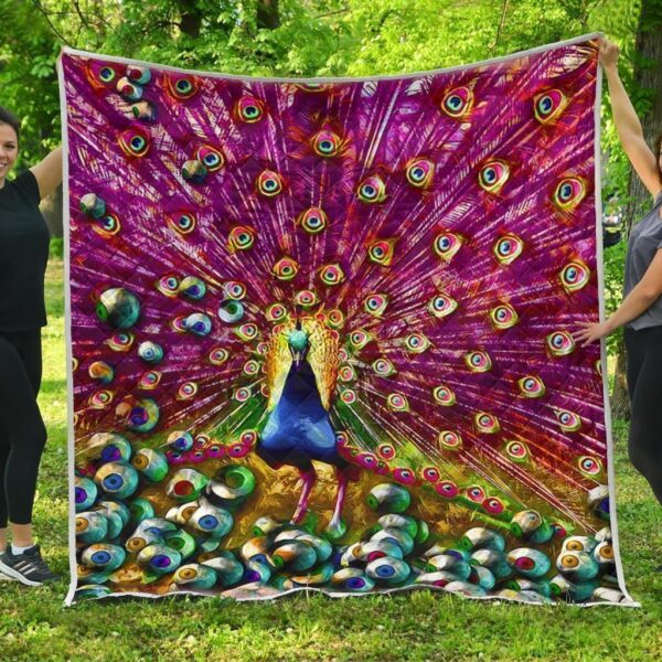 Colorful Peacock Quilt Blanket Gift For Peacock Lover