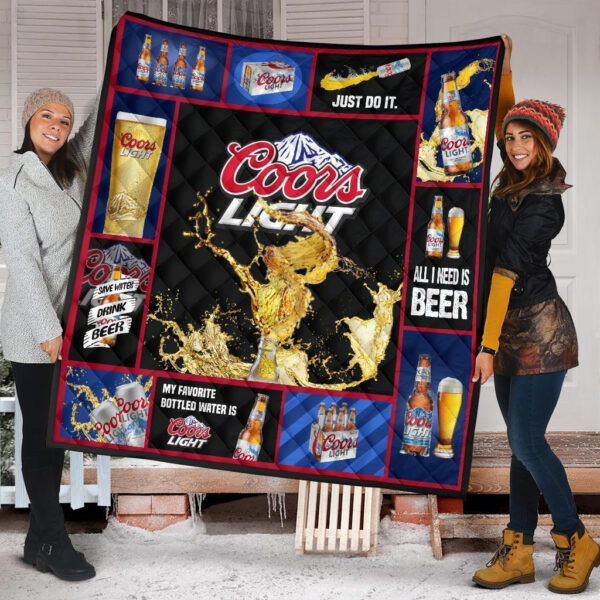 Coors Light Quilt Blanket All I Need Is Beer Funny Gift