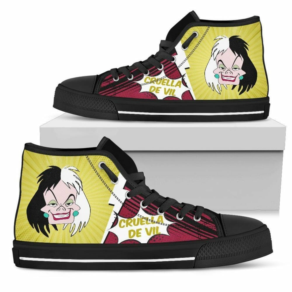 Cruella de Vil Sneakers Villain High Top Shoes Fan