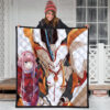 Darling In The Franxx Anime Premium Quilt | Cute Zero Two Red Bodysuit And Strelizia Quilt Blanket 3